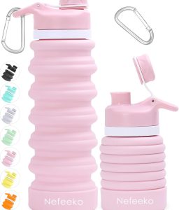 Nefeeko Collapsible Water Bottle, 26oz Silicone Foldable Water Bottles Leakproof BPA Free Travel Water Bottles with Carabiner, Portable Sport Water Bottles for Camping,Hiking Outdoor Indoor Sport