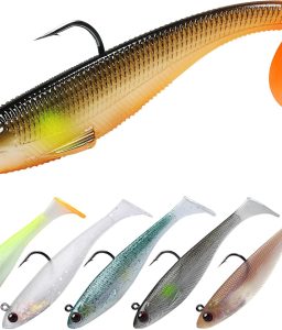 TRUSCEND Pre-Rigged Soft Fishing Lures, Well-Made Easy Catching Lures for Family Fishing, Great Action Swimbaits with Spinner, All-Conditions Fishing Gear for Bass Trout Walleye, Crappie Fishing Jigs